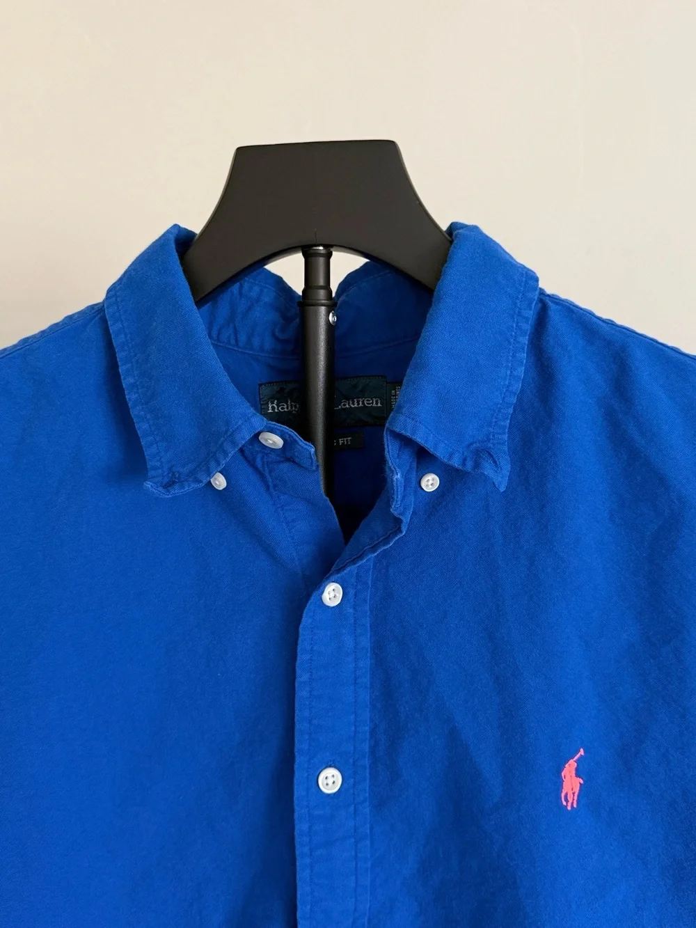 Ralph Lauren Men’s XL Blue Cotton Woven Classic Fit SS Button-Down Pony Shirt